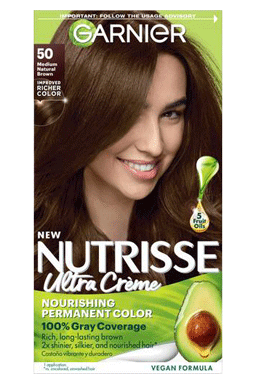 Medium Natural Brown Hair Color Nutrisse Ultra Creme Nourishing permanent color Gray Coverage - Garnier